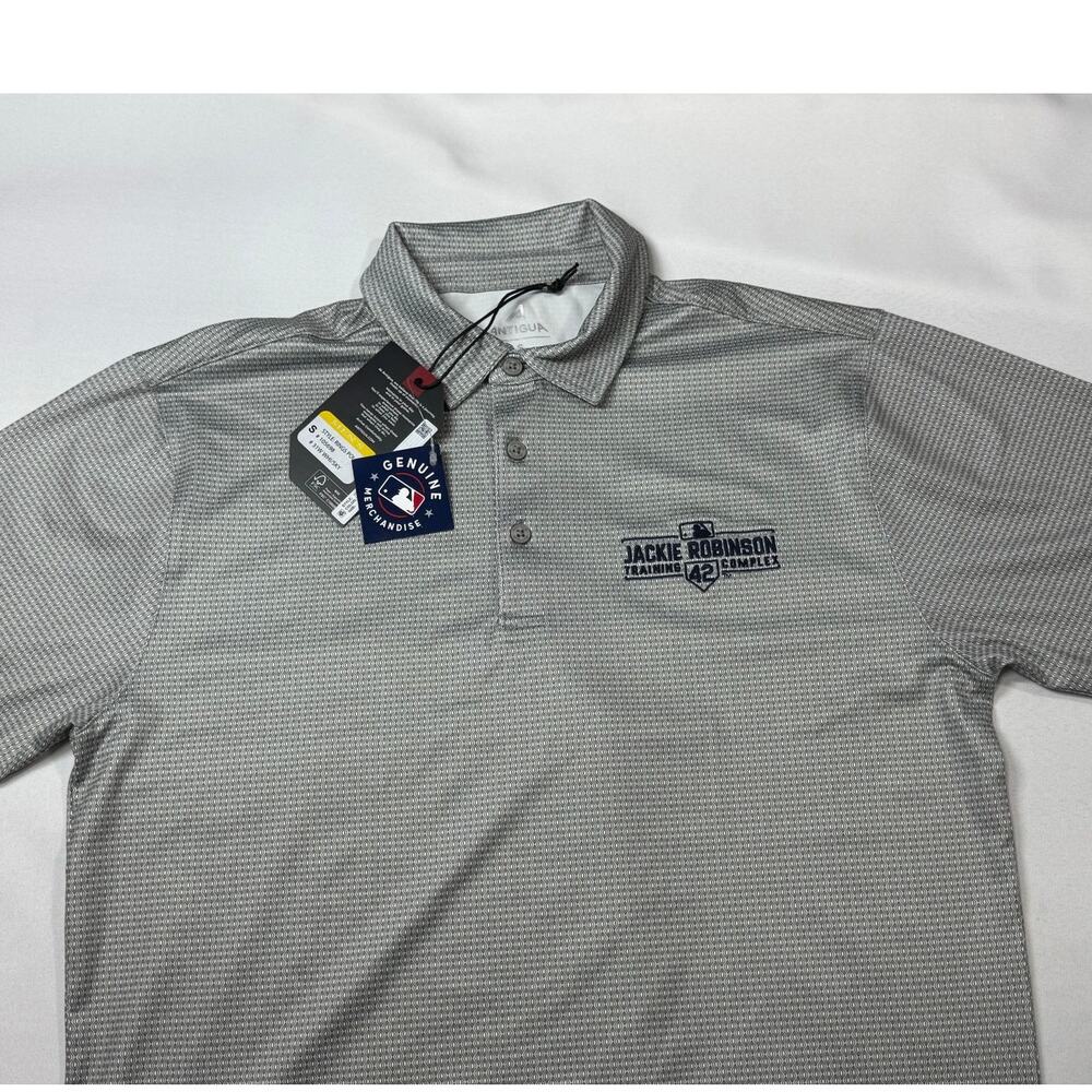 Antigua Gray White Golf Polo Size Small Jackie Robinson Training New